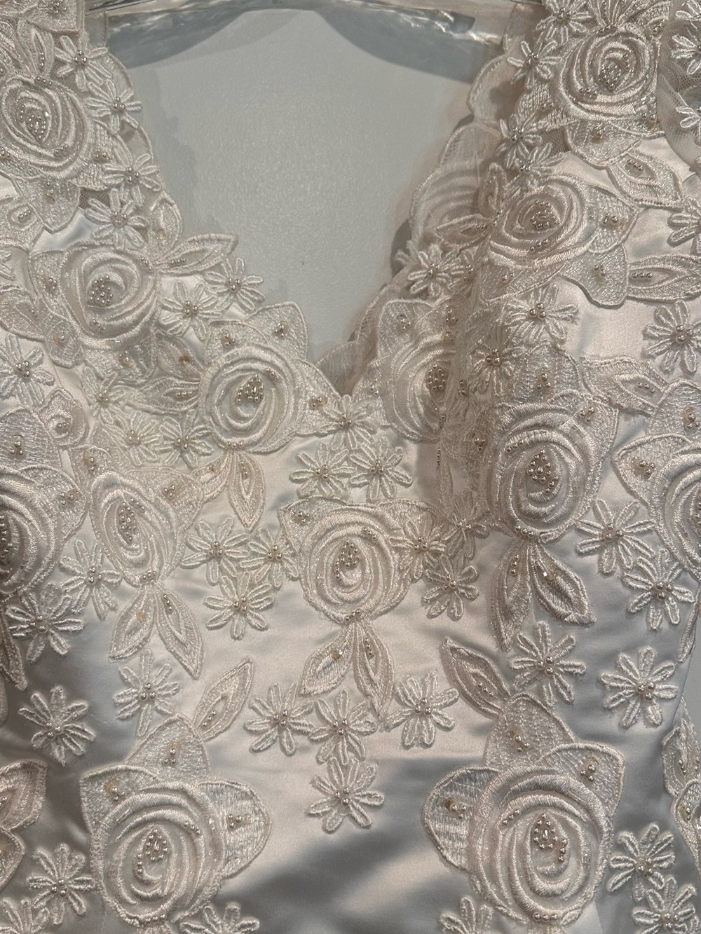 Signature White Floral Appliqué V-Neck Wedding Dress